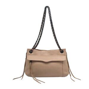 Rebecca Minkoff Blush Beige Leather Expandable Double Chain Shoulder Bag